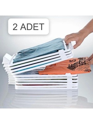 Mikasso 2 Adet Pratik Dolap I?çi Tişört, Gömlek, Elbise ve Pantolon Düzenleyici Raf Organizer Plastik 40 x 3
