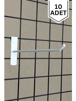 Mikasso Beyaz Tel Pano Kancası 10 Adet 20 cm Raf ve Tel Askısı Tel Çubuk Metal Bej Tr