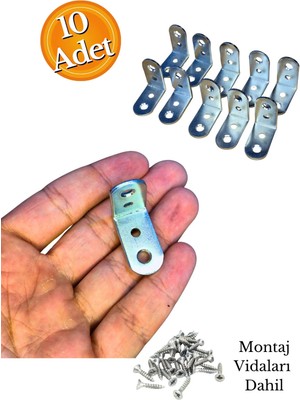 Mikasso 10 Adet L Demir Gönye Köşebent 15X27X27MM - Mobilya Dolap Raf Masa Çekmece Sabitleme Birleştirme Gri