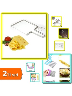 Mikasso Peynir Kesme Teli + Pratik Kolay Patates Meyve ve Sebze Dilimleyici Doğrama Bıçağı - 2li Set R7E4K3