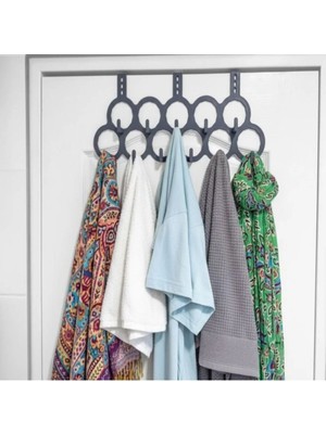 Mikasso Pratik Banyo, Kapı Arkası 11 Gözlü Mutfak Havlu Askılık, Dolap Içi Düzenleyici Askılık Gri Plastik G