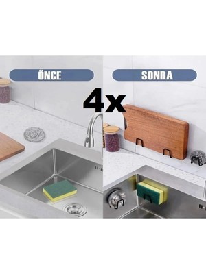 Mikasso Bulaşık Süngeri Tutacağı Evye Düzenleyici Telli Bulaşık Süngeri Tutucu Askı 4 Adet Metal Siyah Tr