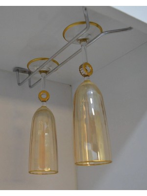 Mikasso 1 Bölmeli Krom V Metal Kadehlik Bardaklık Kadeh Askısı Metal Gri