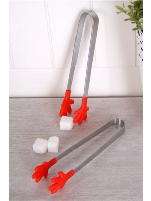 Mikasso Servis Maşası El Şeklinde Silikon Küp Şeker Kurabiye Servis Sunum Maşası Renkli 1 Adet Silikon Beyaz