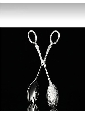Mikasso Uzun Ömürlü Paslanmaz Salata, Pasta, Servis Maşası Gümüş Nikel Gümüş