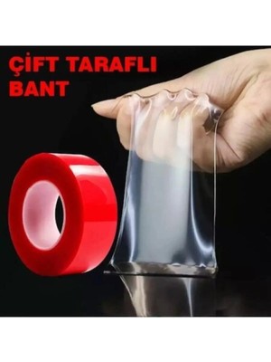 Mikasso Çift Taraflı Şeffaf Silikon Bant – 2 m × 1,8 mm Montaj Bandı, Dayanıklı ve Pratik Şeffaf