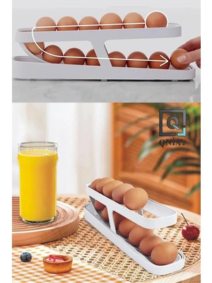 Mikasso Yumurta Rafı Saklama Kutusu Sepeti Buzdolabı Düzenleyici 14-17 Yumurta Kapasiteli Otomatik Kaydırma