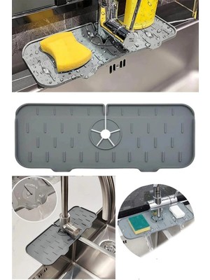Mikasso Su Tutucu Musluk Matı Mutfak ve Banyo Için Koruyucu Musluk ve Lavabo Matı Musluk Tezgah Üstü Mat Pla