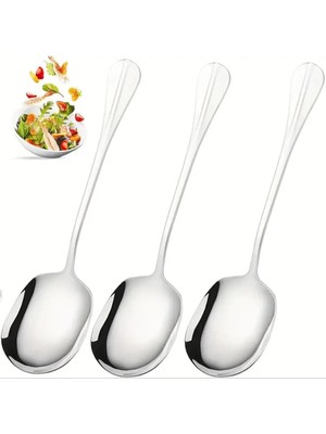 Mikasso 2 Adet 21 cm Paslanmaz Çelik Lüks Servis ve Salata Kaşığı – Dayanıklı Çelik Yemek Servis Spatulası P