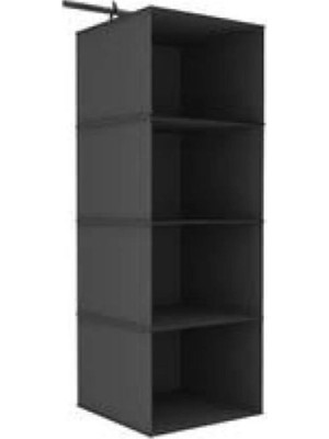 Mikasso Dolap Içi Düzenleyici 4 Bölmeli Katlanabilir Bez Dolap Organizeri Siyah Kumaş 25 x 25 Siyah