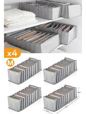 Mikasso 4 Adet - 11 Gözlü Gri Benekli Çekmece Içi Düzenleyici Organizer – Medium Kumaş Gri