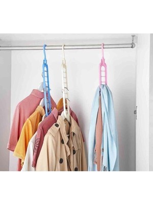 Mikasso 9 Gözlü Yer Kazandıran Çoklu Dolap Düzenleyici Sihirli Askı Plastik Mavi Tr