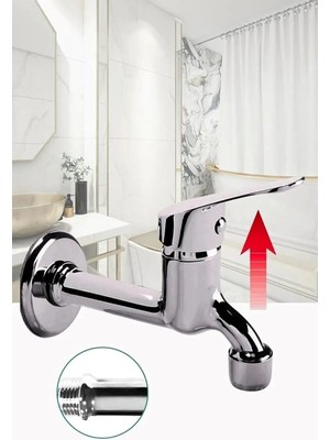 Mikasso Aç Kapa Perlatörlü Mix Banyo Musluğu Uzun Duvardan Lavabo Tuvalet Bahçe Musluk Uzun Gövde Modern Kro