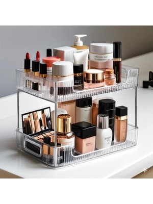 Mikasso Bafhome Makyaj Rafı, Masa Üstü Düzenleyici, Banyo Parfüm Standı Akrilik Turuncu Tr