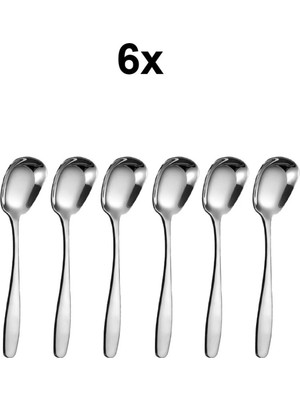 Mikasso Çelik 6 Adet Silver Yemek Dondurma Salata Tatlı Kaşığı CIN756BY-6 Çelik Gri