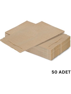 Mikasso Körüklü Kraft Kese Kağıdı, Çizgili Şamua Kağıt Poşet, Hediye Ambalaj Poşeti, 50 Adet, 15X24 cm Belir