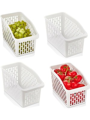 Mikasso 4 Adet Buzdolabı Sepeti Dolap Içi Düzenleyici Sepet Organizer Jumbo Org-23 Plastik Gri Tr