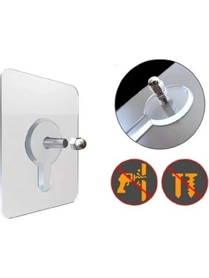 Mikasso Süper Güçlü Çerçeve Askısı Pin Delgisiz Vidalı Kanca Yapışkanlı Raf Tutucu Askı 10 Lu Beyaz