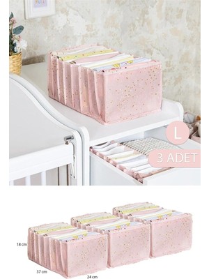 Mikasso 3 Adet Baby Bebek Odası Akordiyon Çekmece Düzenleyici L Boy Belirtilmemiş Pembe