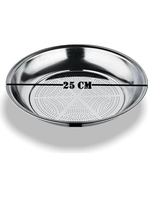 Mikasso Paslanmaz Krom Süzek, Kevgir, Süzgeç 25 cm Krom