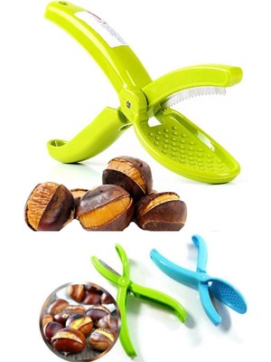 Mikasso Pratik Kestane Çizici Plastik Kestane Çizme Makası Metal Kesicili Makas Beyaz