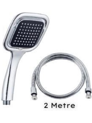 Mikasso Siyah Kare Banyo Duş Seti 2 Metre Duş Hortum ve Başlık Set Plastik