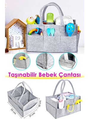 Mikasso Taşınabilir Bebek Çantası Bebek Bakım Bezi Eşya Düzenleyici Çanta Gri Tr