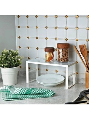 Mikasso Küçük Tezgah Üstü ,lavabo Üstü Raf ,dolap Içi Düzenleyici Raf, Bardak Rafı, Düzenleme Rafı Org-02 Me