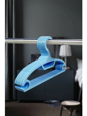 Mikasso Gondol Çocuk Elbise Askısı Bebek Elbise Askısı 6 Adet Mavi Renk 29 cm Plastik Mavi