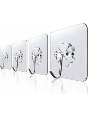 Mikasso Pratik 1 Adet Güçlü Şeffaf Duvar Askısı Askılığı Yapışkan Kancalı Mutfak Banyo Askı Plastik Beyaz Cn