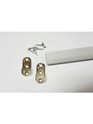 Mikasso Gardırop Elbise Askı Borusu Alüminyum Dolap Borusu Oval 1 Adet 50 cm ve 2 Adet Boru Başlığı Gri