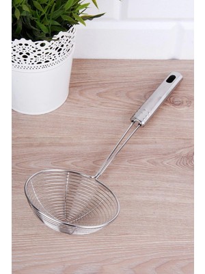 Mikasso Tel Kevgir Yağ Kevgiri Plastik Beyaz