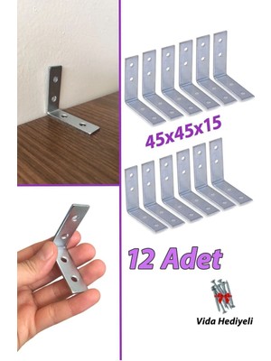Mikasso 12 Adet Mobilya Eşya Dolap Duvar Sabitleyici Köşe Bağlantı L Demir Gönye Deprem Güvenliği 45X45X15MM
