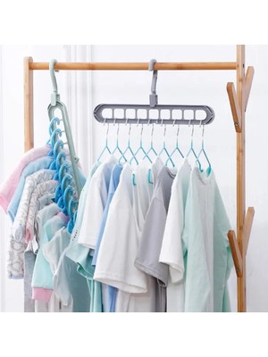 Mikasso Çok Fonksiyonlu Dolap Düzenleyici Sihirli Elbise Askısı, 9 Bağlantı Noktalı Askı 2ADET - Plastik - 2