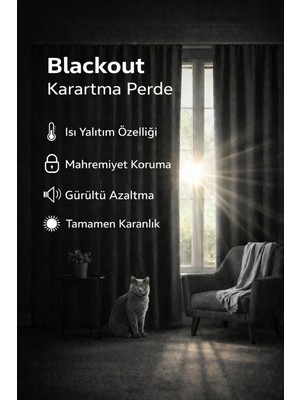 NS Ehli Tacir Siyah Blackout Işık Geçirmez Termal Karartma Güneşlik Perde (EN X BOY)