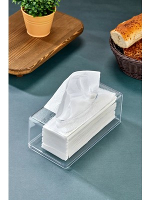 Mikasso Dekoratif Şeffaf Havlu Kağıt Dispenseri - Peçete Düzenleyici Kutu Clear Peçete Organizeri Turuncu Pl