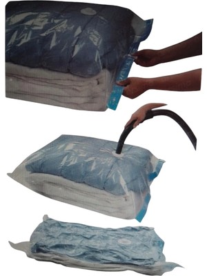 Mikasso Vakumlu Saklama Torbası 2li Set (55X90) Defalarca Kullanım Seyahat Bavullarına Uygun Plastik 55 x 90