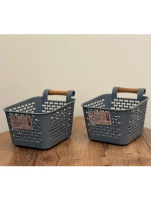 Mikasso Dolap Içi Düzenleyici (Mini Sepet) 2 Adet Koyu Gri (Antrasit) Plastik 10 x 15 Gri