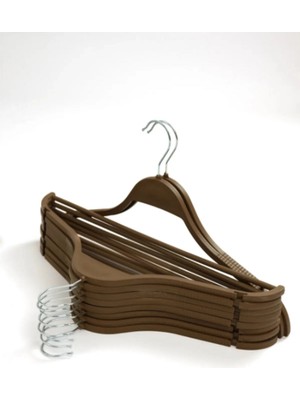 Mikasso 6 Adet Lüks Askı Ahşap Görünümlü Plastik Elbise Kıyafet Askılığı Plastik Kahverengi Tr