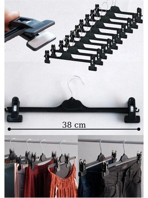 Mikasso 10'lu Plastik Mandallı Pantolon Etek Askısı - Plastik - 10 - Etek - Siyah