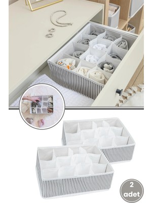 Mikasso 2 Adet 12 Bölmeli Çekmece Içi Düzenleyici, Çok Amaçlı Bebek Çamaşır Çorap Eşarp Organizer 2’li Set K