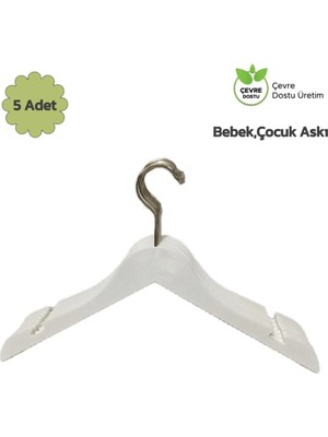 Mikasso Ahşap Görünümlü Plastik Çocuk Kıyafet Askıs , Bebek Elbise Askısı Plastik Beyaz Tr