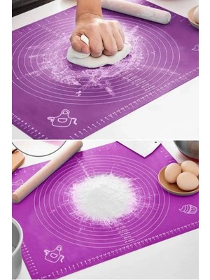 Mikasso Silikon Ölçekli Hamur Açma Matı Baklava Börek Ekmek Mantı Erişte Hamuru Yoğurma Matı Silikon