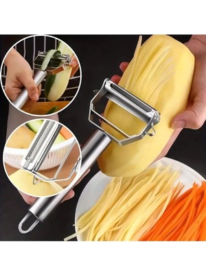 Mikasso Paslanmaz Çelik Julyen Soyacak Sebze Meyve Dilimleyici Soyacak Patates Soyacağı Jülyen Metalik