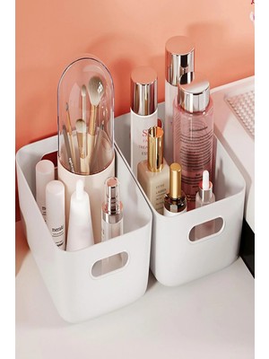 Mikasso 2 Adet Beyaz 3.5 Litre Basic Dolap Içi, Buzdolabı Düzenleyici, Banyo Organizer Sepet Plastik 20 x 30