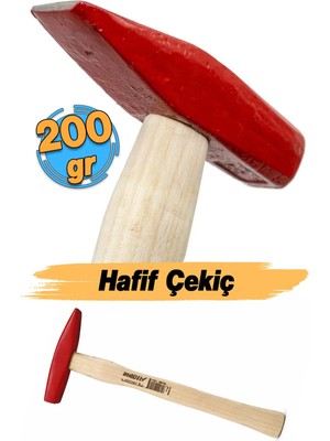 Mikasso Ahşap Saplı Hafif 200 Gram (1 Adet) Metal Başlı Çekiç Çivi Çakma Dıy Uygulamaları Hobi Işi