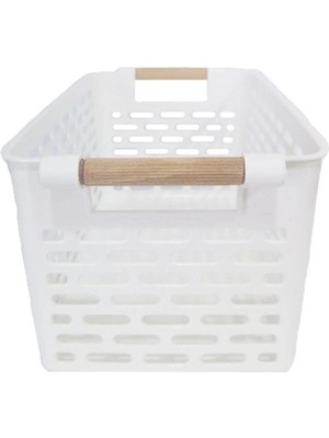 Mikasso Buzdolabı Düzenleyici Beyaz Ahşap Görünümlü Plastik Düzenleyici Sepet 1 Adet Plastik Beyaz Tr