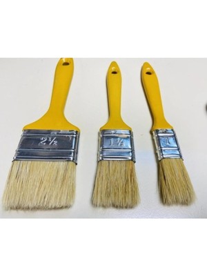 Mikasso 3 Boy Kestirme Boya Fırçası Seti Resim Fırçası Boya Fırcası 3 Lü Sarı Kıl