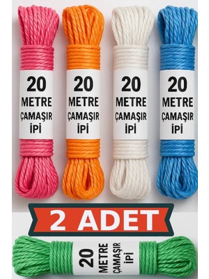 Mikasso Naylon Çamaşır Kurutma Ipi 20 mt x 2 = 40 mt Çok Amaçlı Dayanıklı Ip 20 Tr