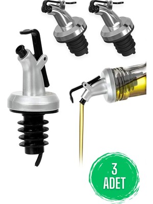 Mikasso Şişe Ucu Tıpası 3'lü Akıtmaz Cam Şişe Yağlık Başlığı Limon Sirke Sıvıyağ Şişesi Aparatı Organizer Si